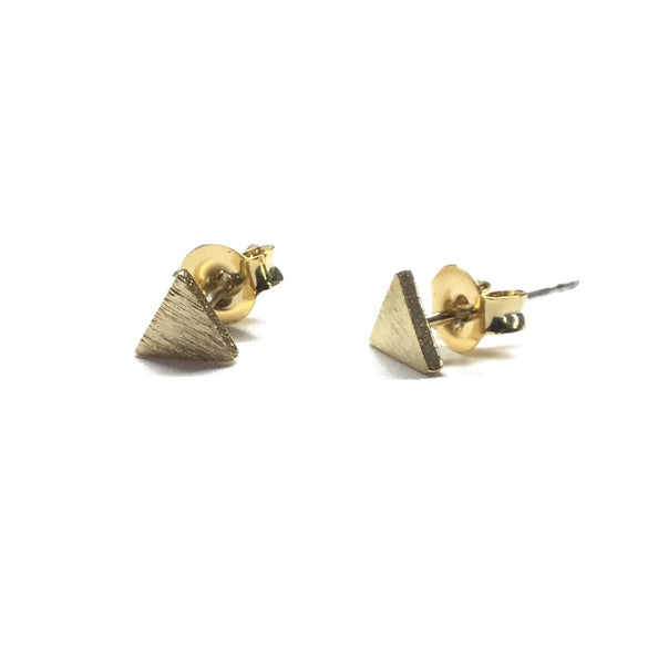Gold plated triangle stud post earrings with sterling silver posts