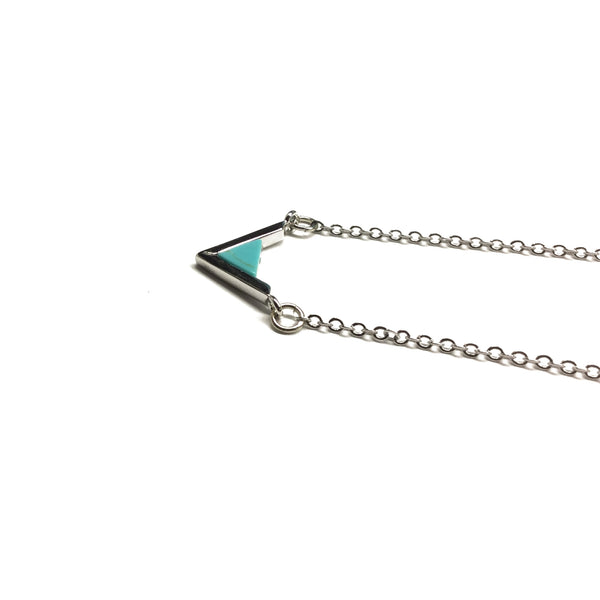 silver geometric triangle necklace
