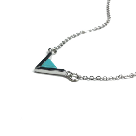 Silver plated turquoise howlite geometric triangle necklace