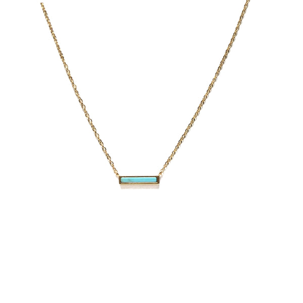 Tiny Turquoise Bar Gold Plated Necklace