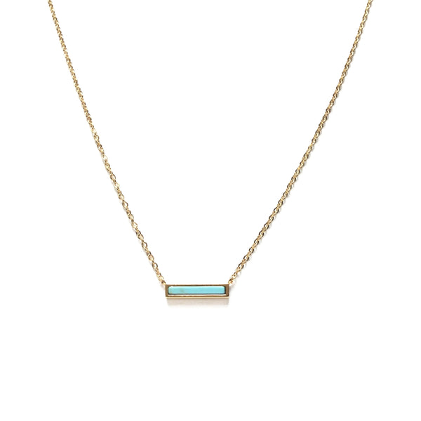 Tiny Turquoise Bar Gold Plated Necklace