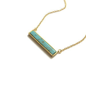 Gold plated turquoise bar necklace