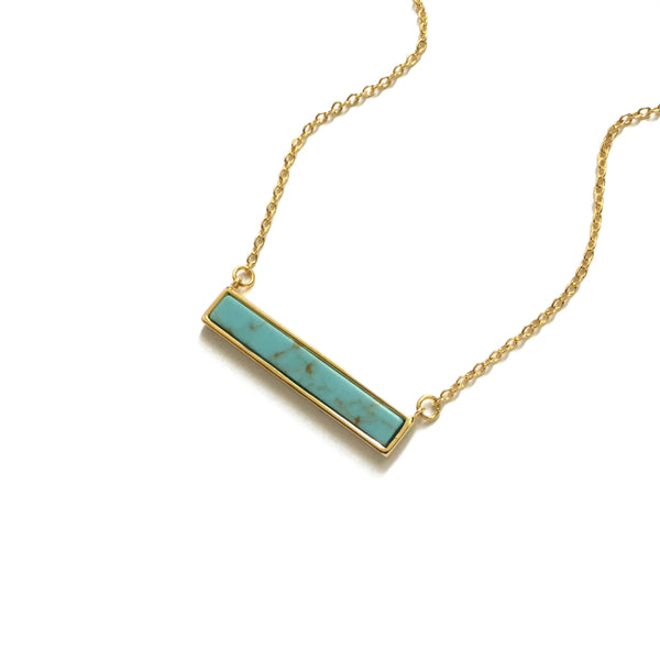 Gold plated turquoise bar necklace