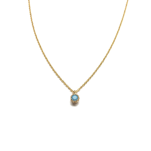 Tiny gold plated turquoise round pendant necklace
