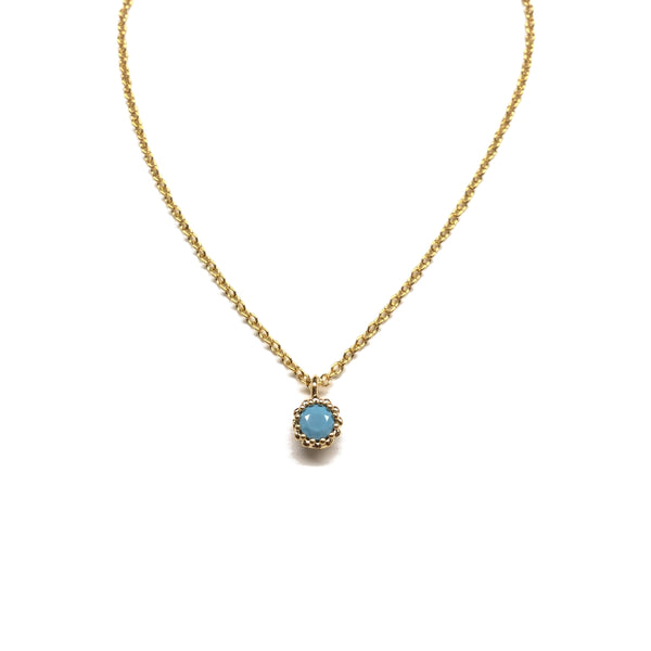 Tiny gold plated turquoise round pendant necklace