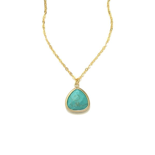 Gold plated framed turquoise howlite pendant necklace