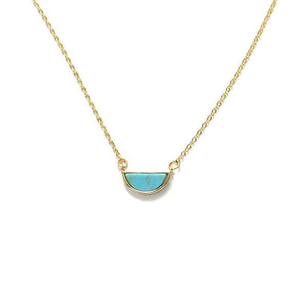 Turquoise half moon gold plated necklace