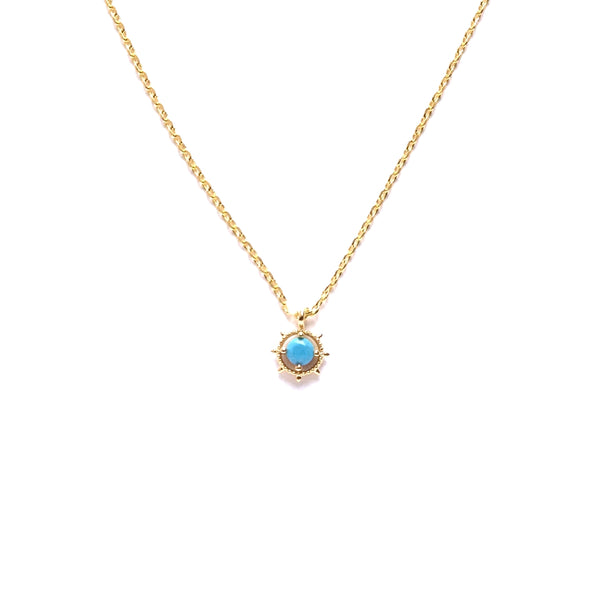 Gold plated tiny bezel set turquoise Necklace