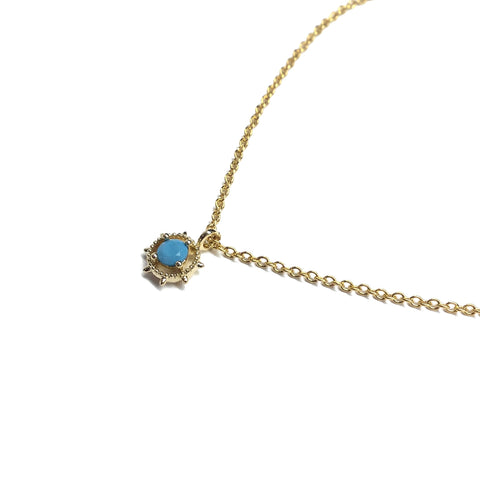 Gold plated tiny bezel set turquoise Necklace
