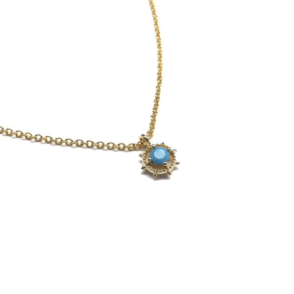 Tiny gold plated tiny bezel set turquoise Necklace