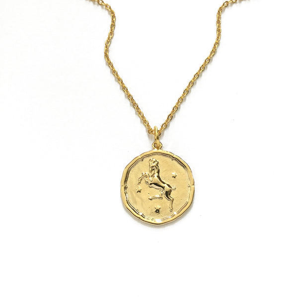 Gold Plated Zodiac Coin Necklaces
