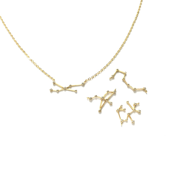 Gold plated horoscope zodiac cubic zirconia necklace