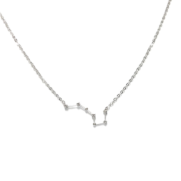 Silver plated zodiac sign cubic zirconia necklace