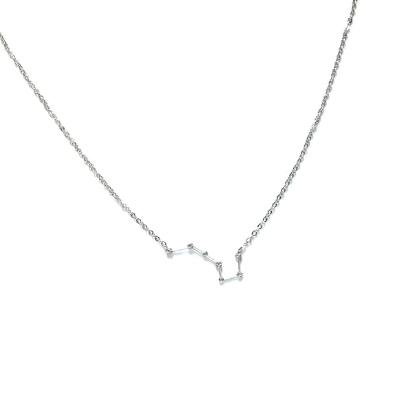 Silver plated zodiac sign cubic zirconia necklace